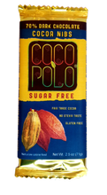 Load image into Gallery viewer, Coco Polo Chocolate - 70% Cocoa Dark Chocolate Bar with Cocoa Nibs - Gluten Free, Sugar Free, Keto Approved Dark Chocolate Bar
