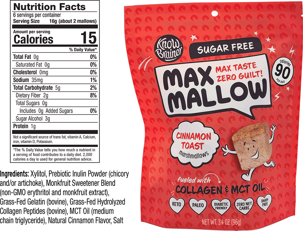 Max Mallow - Cinnamon Toast, Keto Marshmallow by Know Brainer Foods - Sugar Free Marshmallow Bites