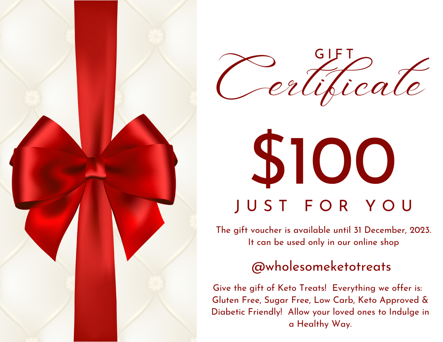 Wholesome Keto Treats Gift Certificates