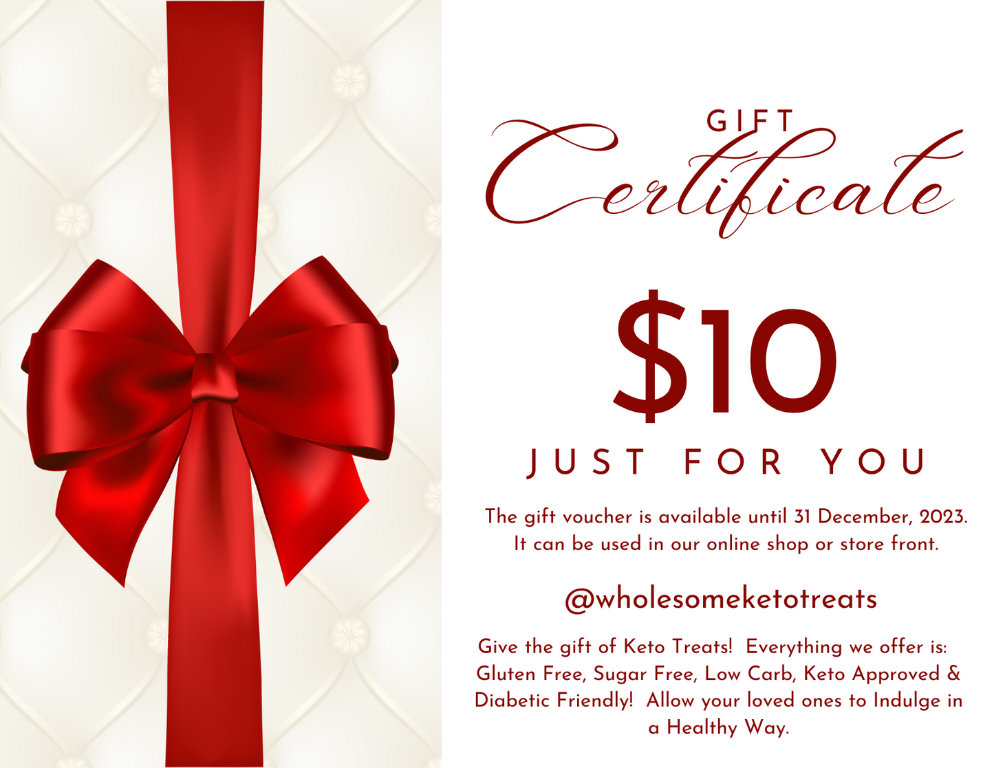 Wholesome Keto Treats Gift Certificates