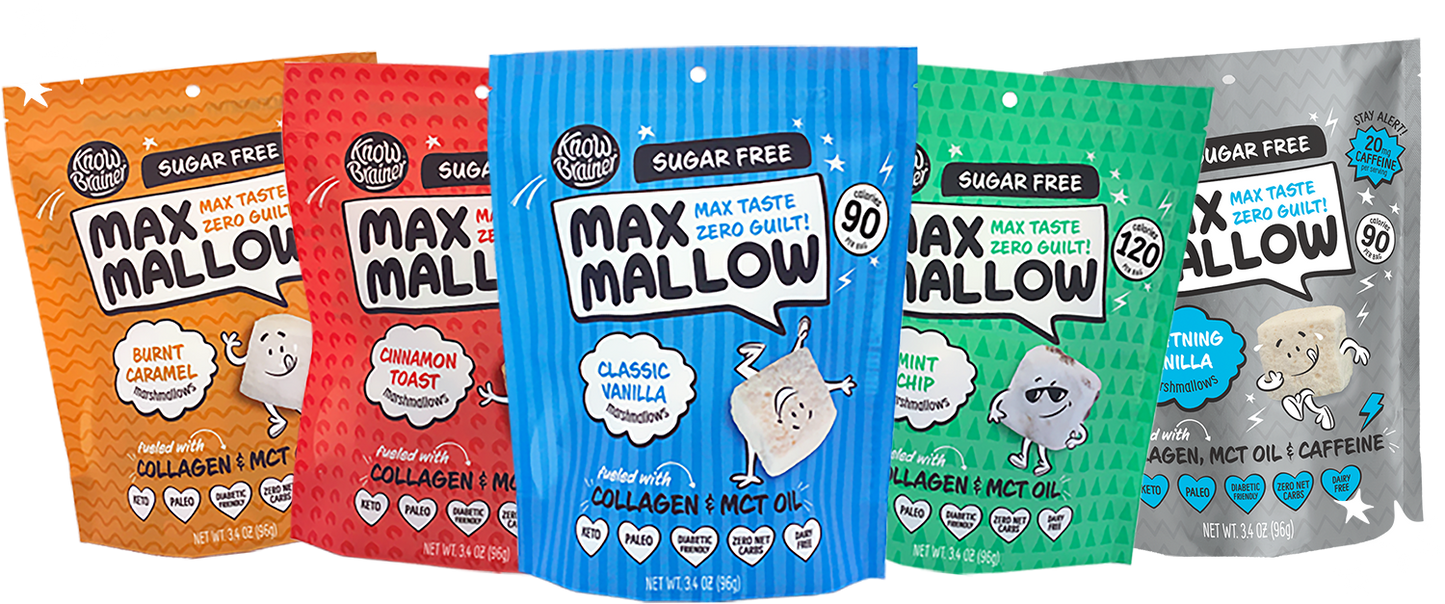Max Mallow - Classic Vanilla, Keto Marshmallow & Collagen by Know Brainer Foods - Sugar Free Marshmallow Bites