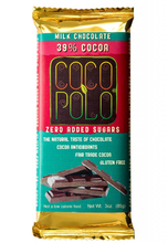 Load image into Gallery viewer, Coco Polo Chocolate - 39% Pure Milk Chocolate Bar - Gluten Free, Sugar Free, Keto Approved Chocolate Bar
