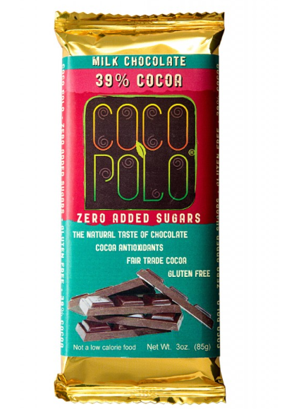 Coco Polo Chocolate - 39% Pure Milk Chocolate Bar - Gluten Free, Sugar Free, Keto Approved Chocolate Bar