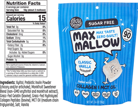 Max Mallow - Classic Vanilla, Keto Marshmallow & Collagen by Know Brainer Foods - Sugar Free Marshmallow Bites