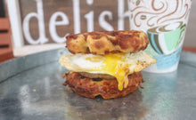 Load image into Gallery viewer, IN STORE ONLY - Keto Bacon, Egg &amp; Cheese Chaffle Sandwich - Gluten Free, Low Carb, Keto Approved

