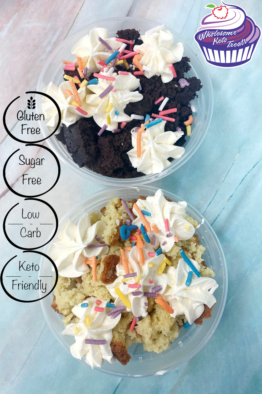 Keto Cake Scrap Cups - Vanilla, Chocolate, Funfetti, Carrot or Red Velvet - Gluten Free, Sugar Free, Low Carb, Keto & Diabetic Friendly