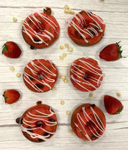 Load image into Gallery viewer, Keto Strawberry White Chocolate Chip Doughnuts - Gluten Free, Sugar Free, Low Carb &amp; Keto Approved
