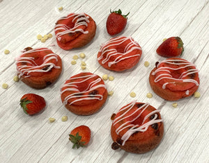 Keto Strawberry White Chocolate Chip Doughnuts - Gluten Free, Sugar Free, Low Carb & Keto Approved
